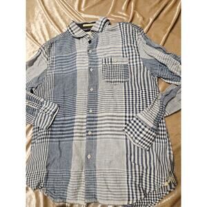 Tommy Bahama Linen Shirt Mens S Plaid Long Sleeve Button Up Beach Pastel Colors